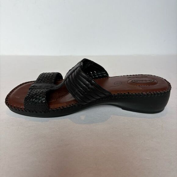 Dr. Scholls Black Leather Sandals Slip On Size 9 Betty Look new! - Picture 3 of 8